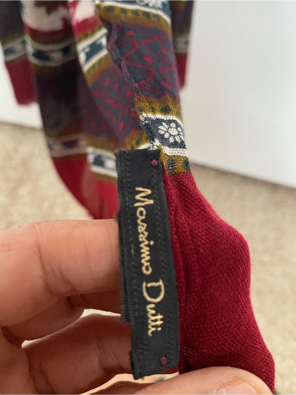 Massimo Dutti Floral Print Burgundy and Cream Scarf - Picture 7 of 8